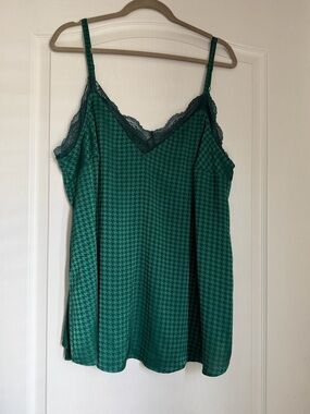 Torrid Green Houndstooth Lace Trim Camisole Size 2